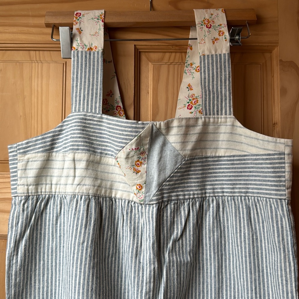 Madewell X denim project quilted overall sucker railroad stripe size medium